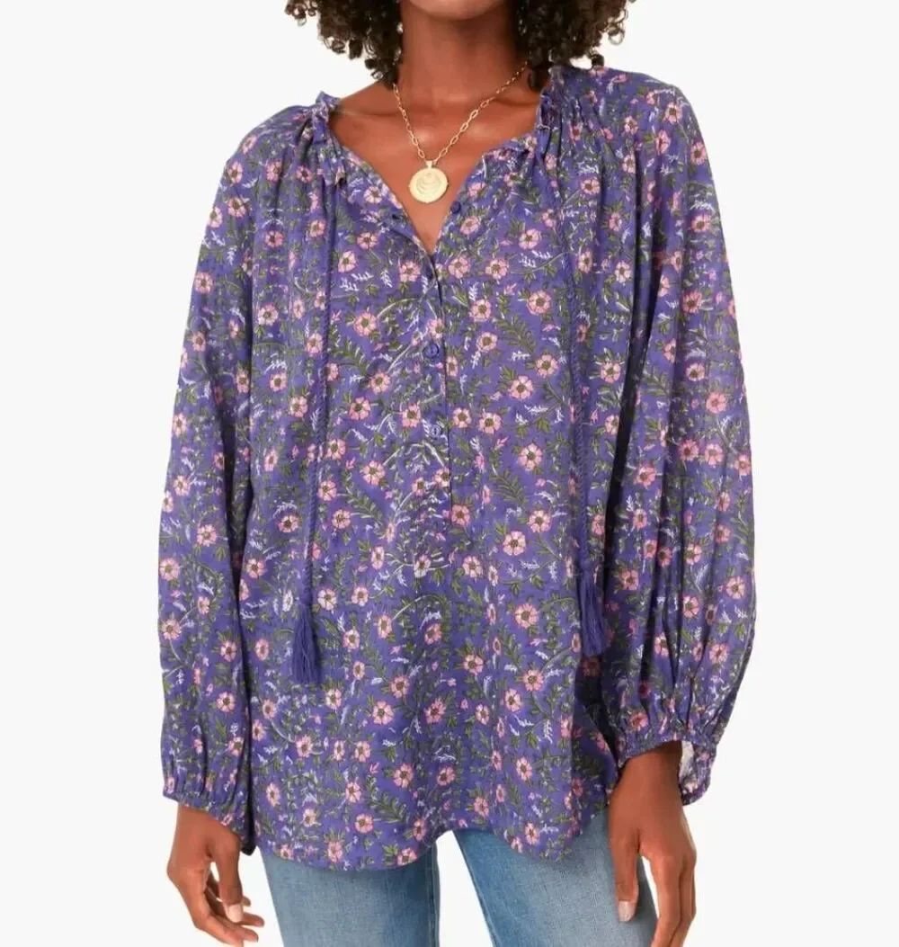 Emerson Fry Bardot Irish Wildflower organic cotton blouse sz XS